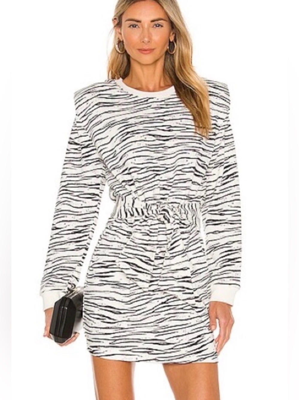 Saylor Rudie Zebra Print Long Sleeve Mini Dress XS